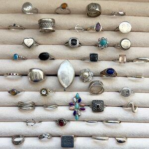 Elegant Silver and Gemstone Ring Set